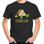 Sandwich, It's What's On The Inside That Counts - Kids Youth T-Shirt Black Kids Youth T-shirt Food Positivity Printed In Australia