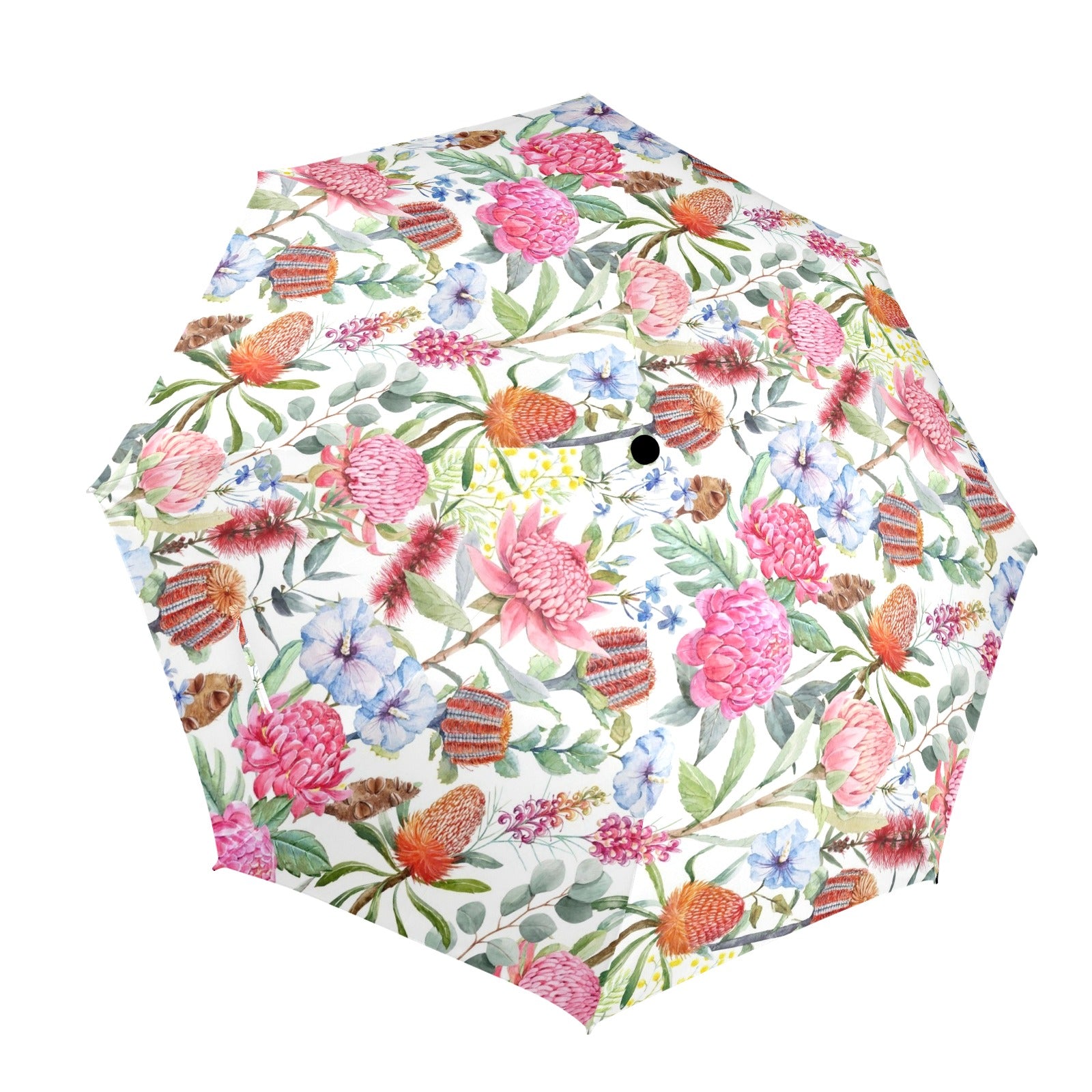 Australian Flowers - Semi-Automatic Foldable Umbrella (Model U12) One Size Semi-Automatic Foldable Umbrella (U12)