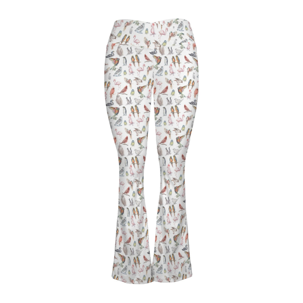 Birds Of A Feather High Waist Crossover Tummy Control Flare Leggings High Waist Flare Leggings Birds Printed Offshore