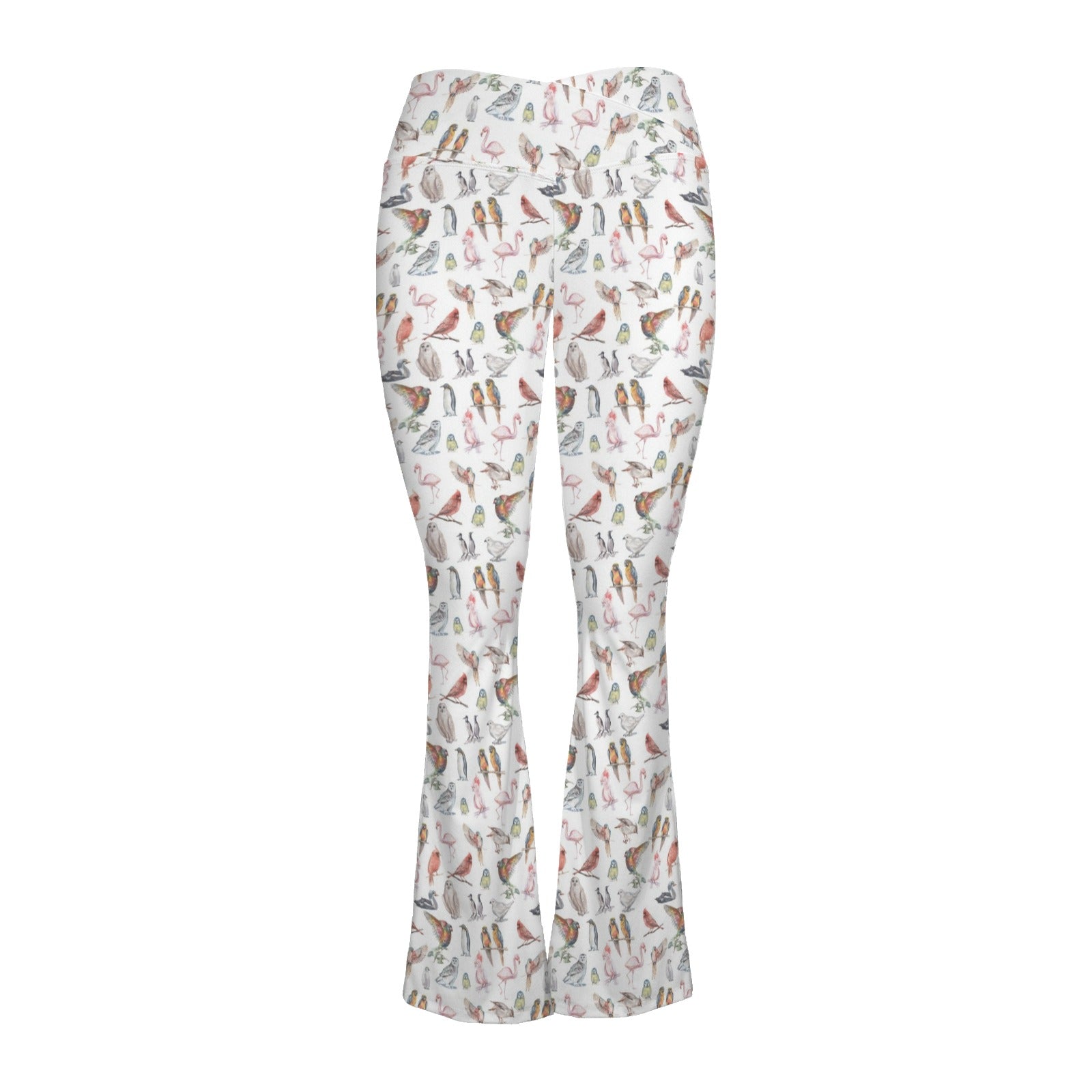 Birds Of A Feather High Waist Crossover Tummy Control Flare Leggings High Waist Flare Leggings Birds Printed Offshore