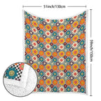 Happy Retro Flowers - Double-Layer Fleece Blanket 51"x59"