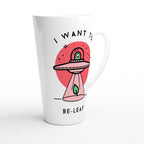 UFO, I Want To Be-Leaf - White Latte 17oz Ceramic Mug Latte Mug Globally Fulfilled Sci Fi
