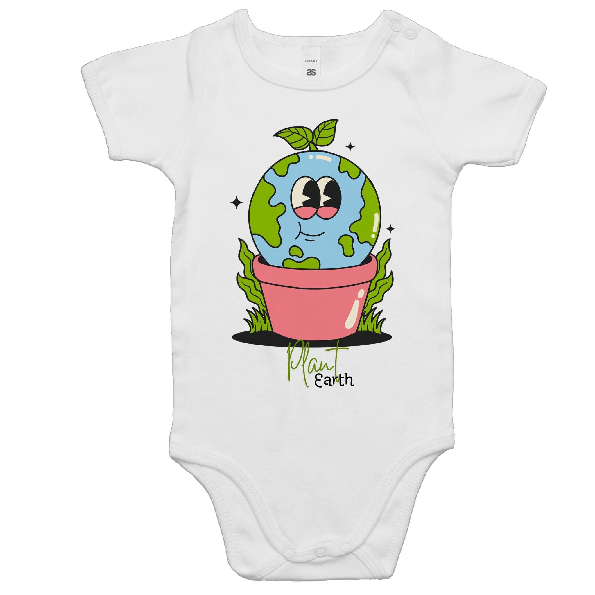 Plant Earth - Baby Bodysuit White Baby Bodysuit Environment Printed In Australia