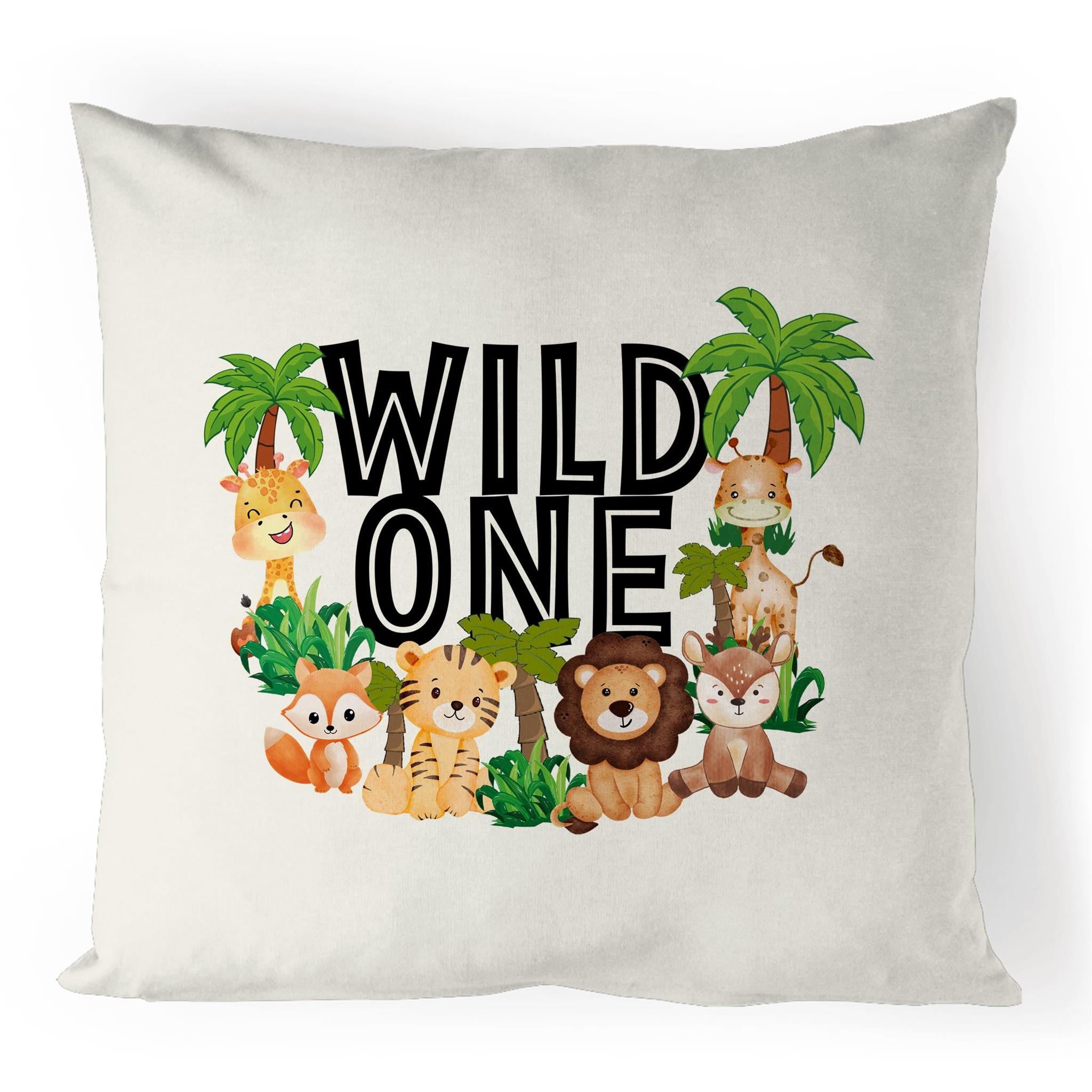 Wild One, Jungle Animals - 100% Linen Cushion Cover Default Title Linen Cushion Covers animal kids Printed In Australia