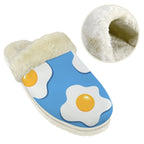 Fried Eggs Men's Fur Trim Thick-Sole Indoor Slippers Men's Fur Trimmed Slippers Food Printed Offshore