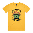 Skip Bin, Dumpster Fire Men's AS Colour T-shirt Yellow Mens T-shirt Printed In Australia