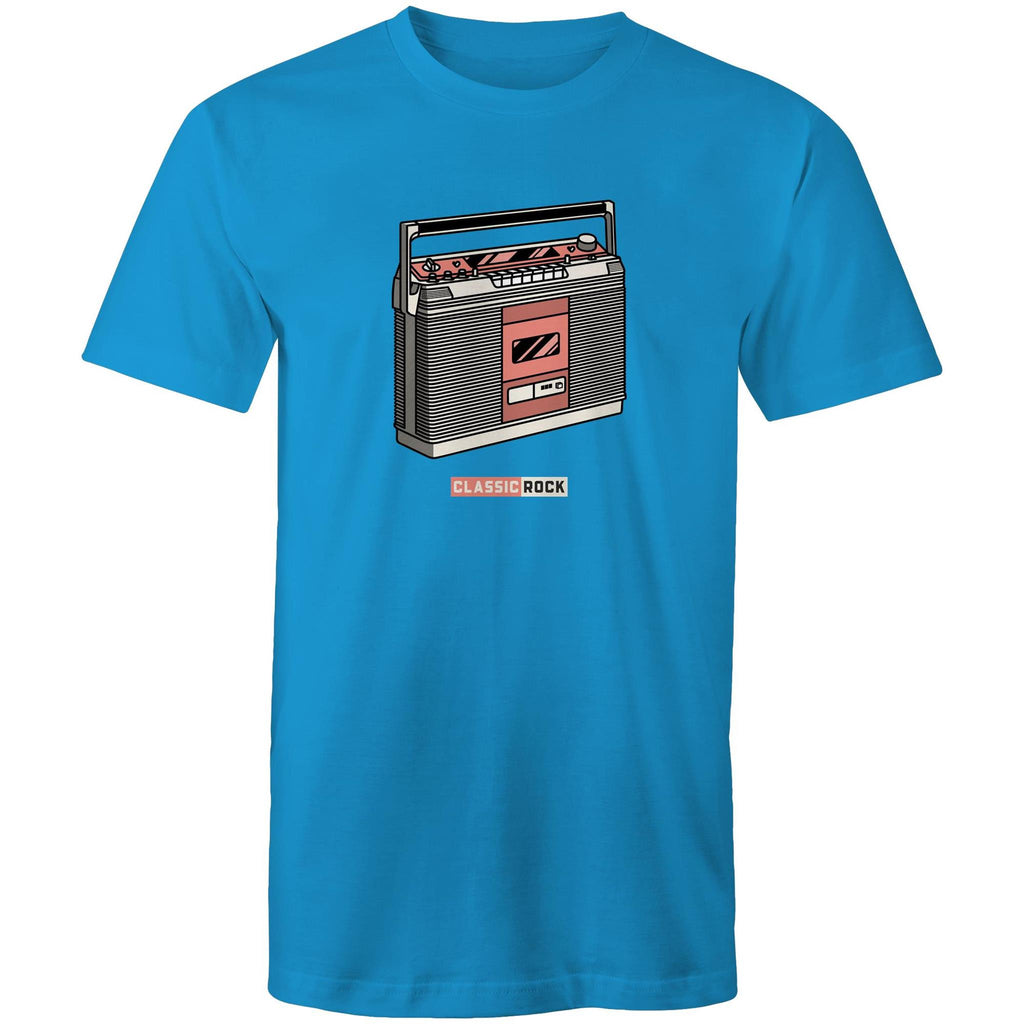 Classic Rock, Cassette Player - Mens T-Shirt Arctic Blue Mens T-shirt Music Printed In Australia Retro