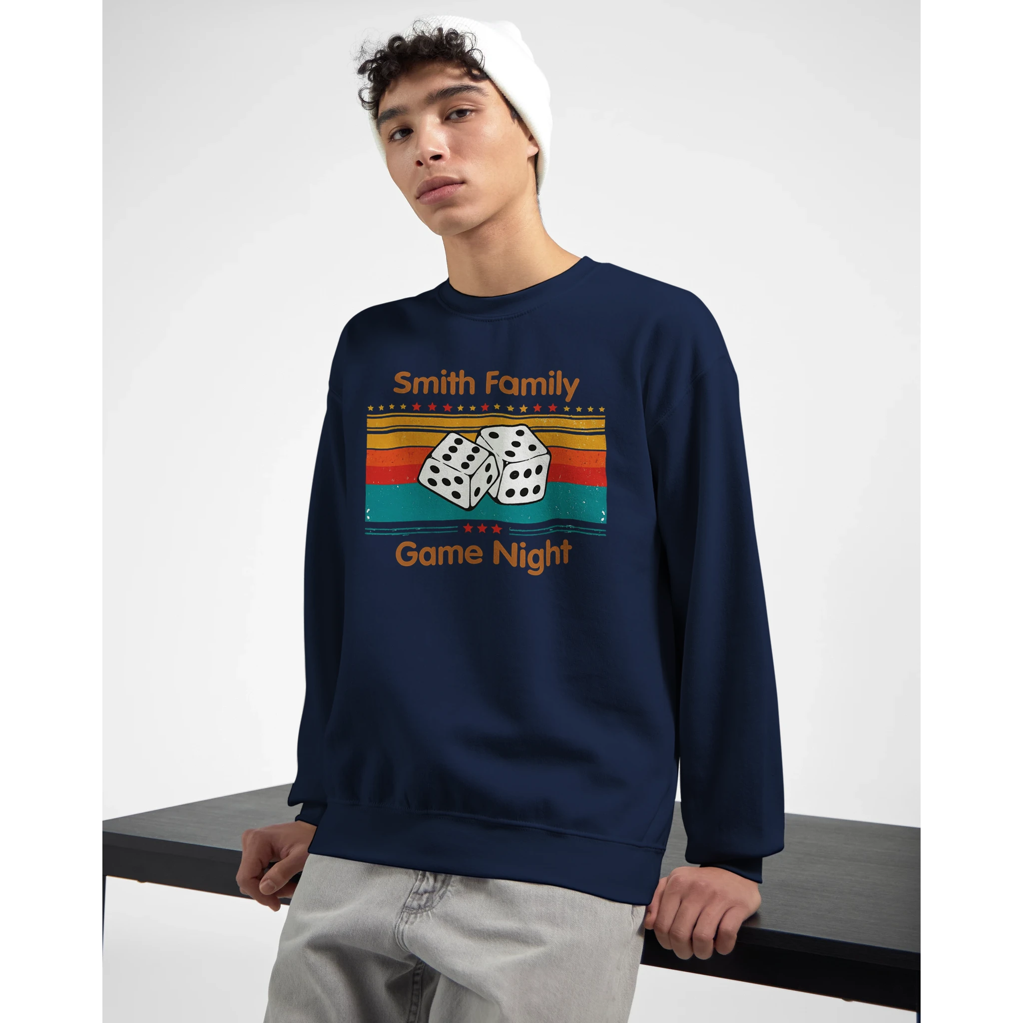 Personalised - Dice, Family Games Night - Classic Unisex Crewneck Sweatshirt | Gildan® 18000 Personalised Sweatshirt customise Games Globally Fulfilled personalise