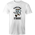 Coffee, Because Murder Is Wrong - Mens T-Shirt White Mens T-shirt Coffee Printed In Australia