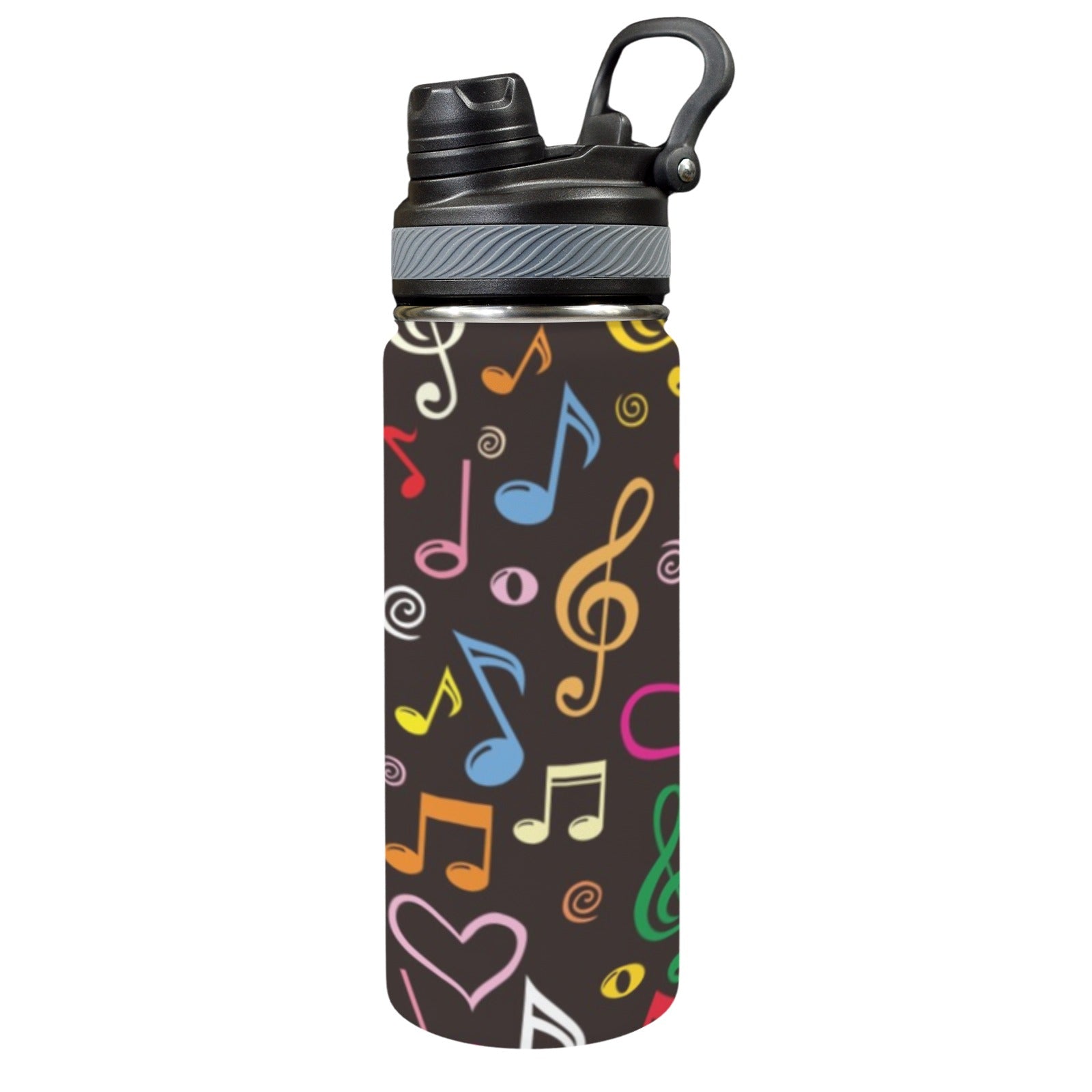 Music Notes - Insulated Water Bottle with Dual-Use Lid (18oz) One Size Insulated Water Bottle with Dual-Use Lid (18oz) Music Printed Offshore