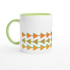 Retro Triangles - White 11oz Ceramic Mug with Colour Inside Ceramic Green Colour 11oz Mug Globally Fulfilled Retro