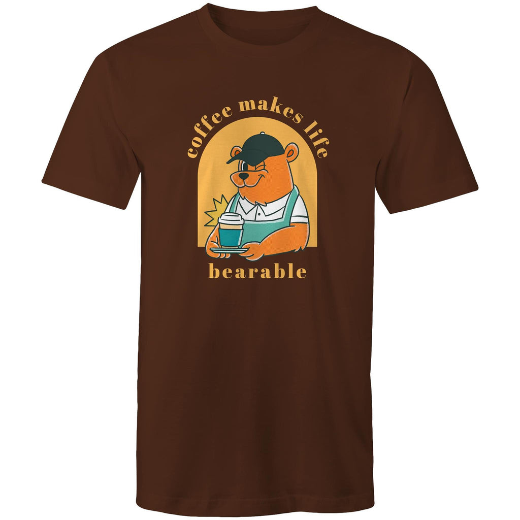 Coffee Makes Life Bearable - Mens T-Shirt Dark Chocolate Mens T-shirt Coffee Printed In Australia