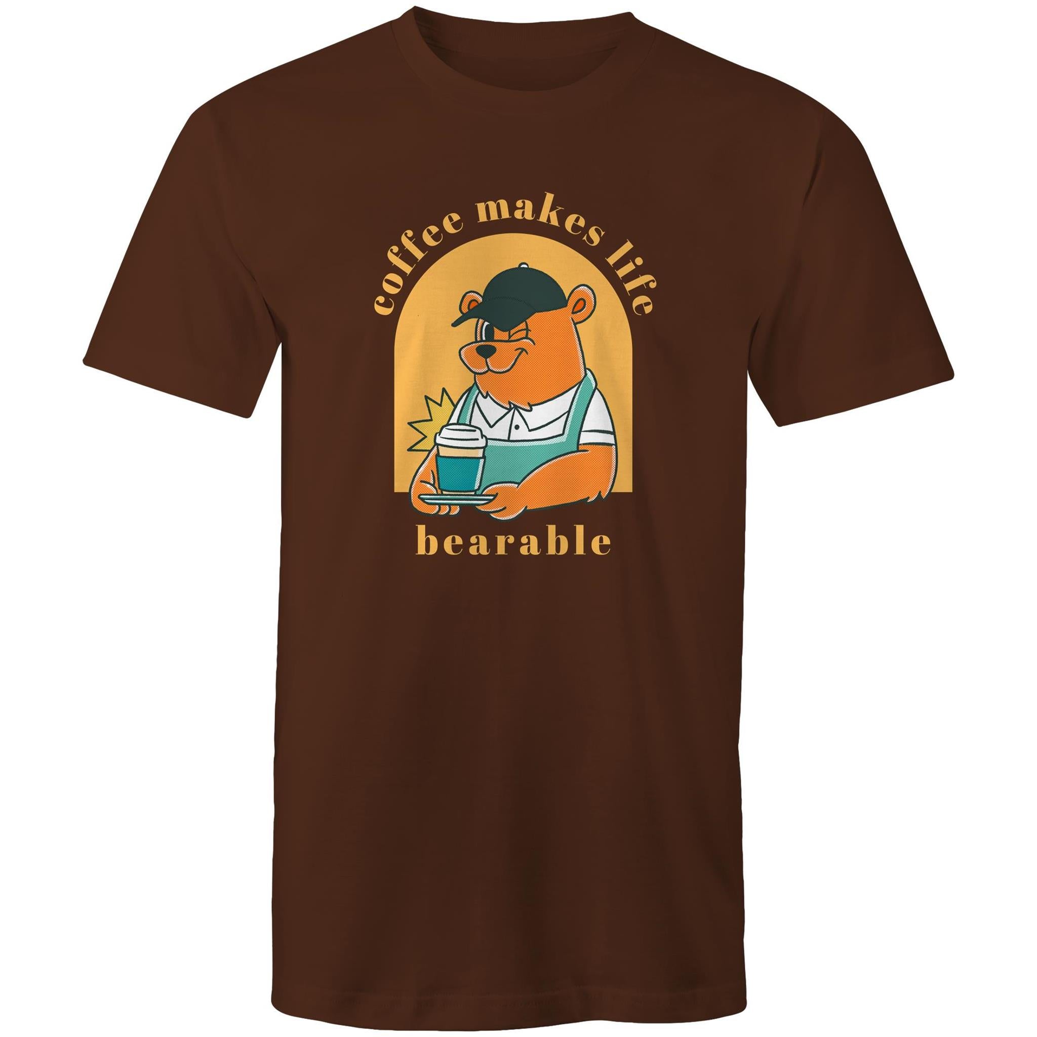 Coffee Makes Life Bearable - Mens T-Shirt Dark Chocolate Mens T-shirt Coffee Printed In Australia