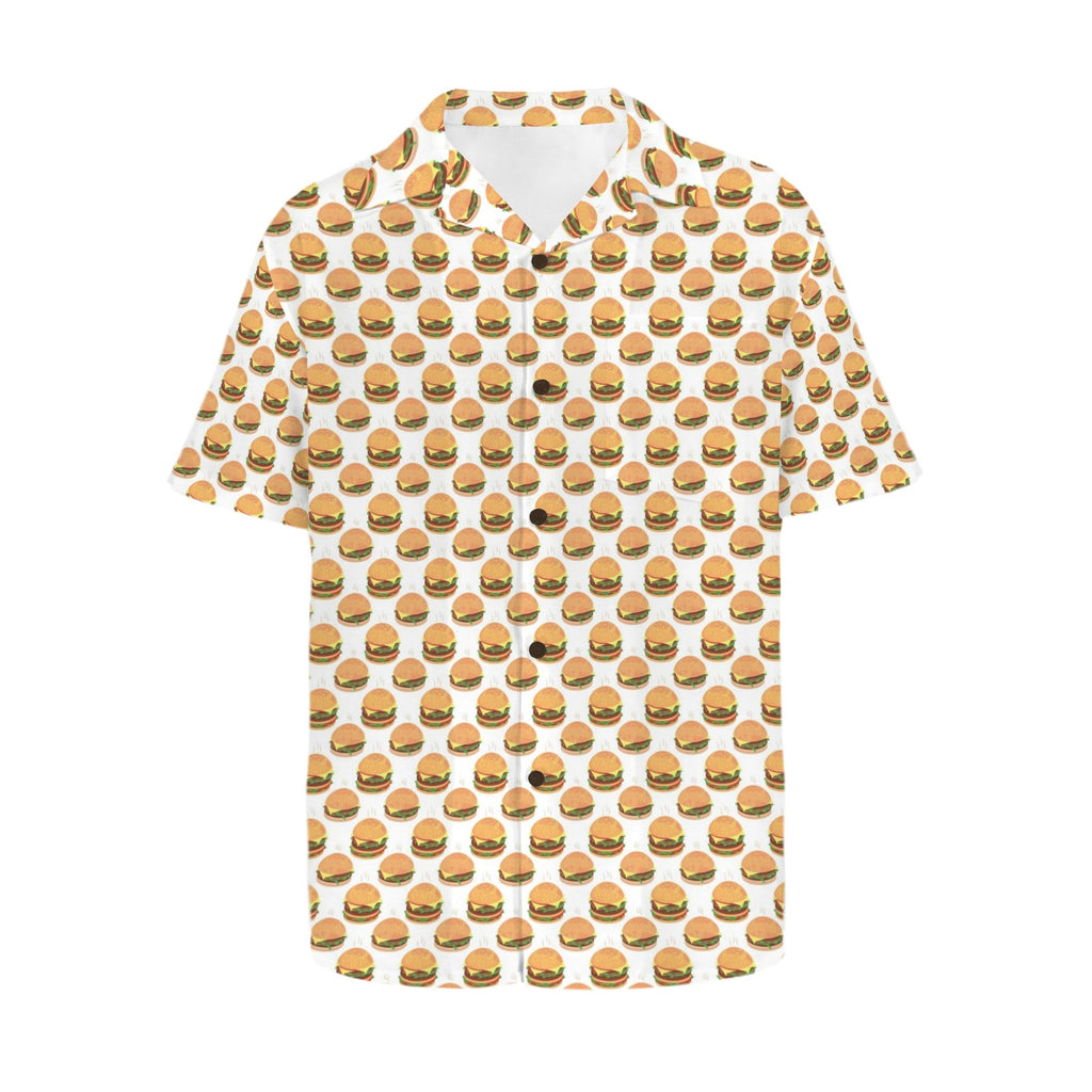 Hamburgers on White Men's Short Sleeve Hawaiian Shirt Men's Hawaiian Shirt (New) Food Printed Offshore