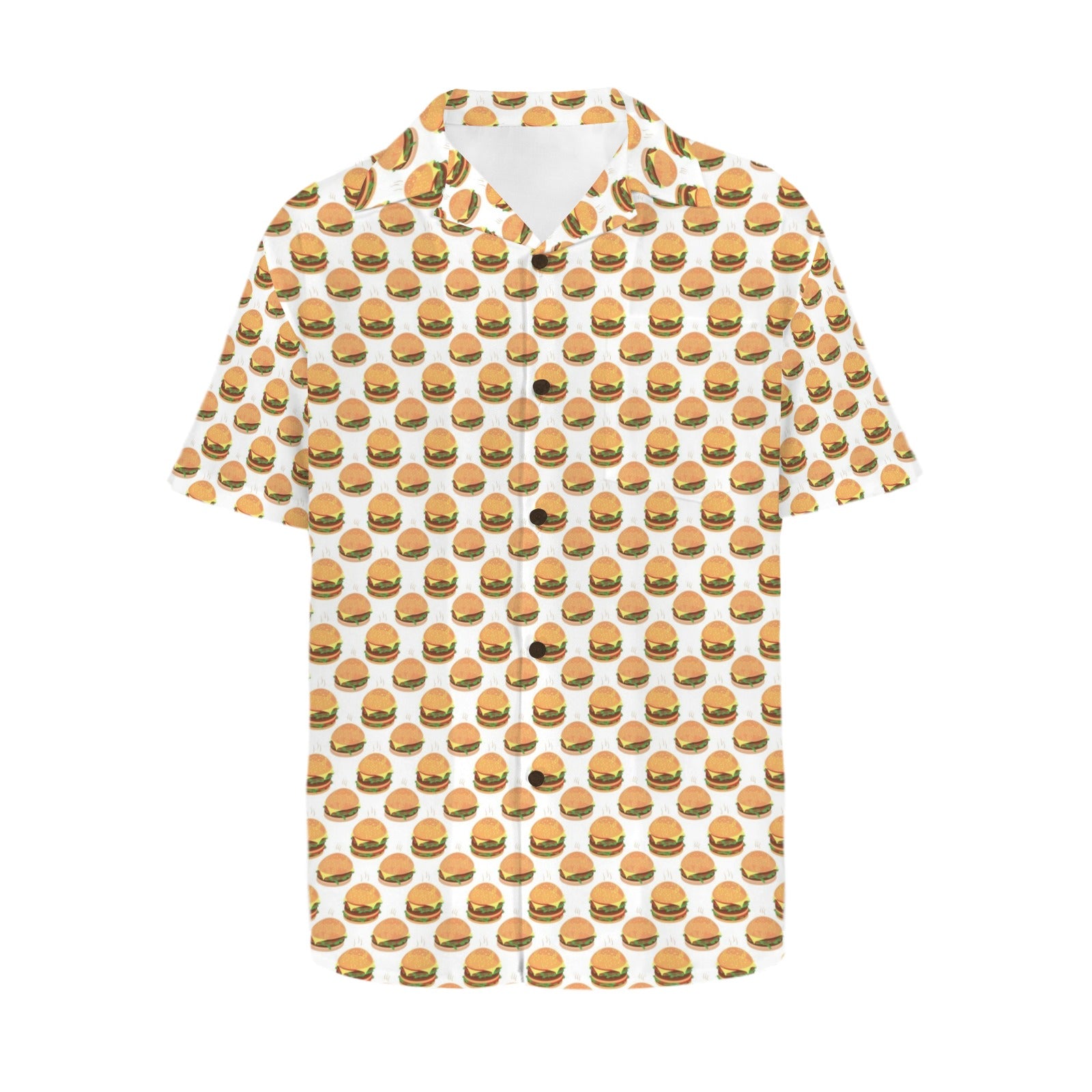 Hamburgers on White Men's Short Sleeve Hawaiian Shirt Men's Hawaiian Shirt (New) Food Printed Offshore