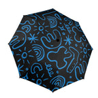 Blue Squiggle - Semi-Automatic Foldable Umbrella (Model U12) One Size Semi-Automatic Foldable Umbrella (U12)