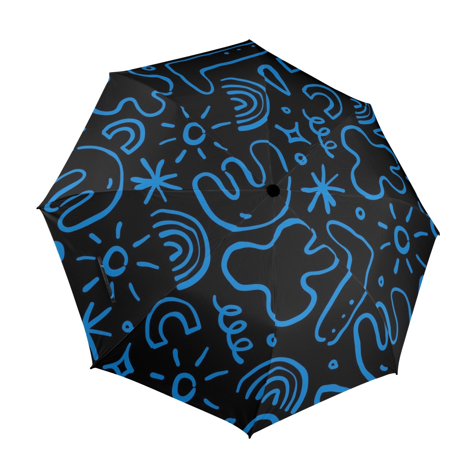 Blue Squiggle - Semi-Automatic Foldable Umbrella (Model U12) One Size Semi-Automatic Foldable Umbrella (U12)