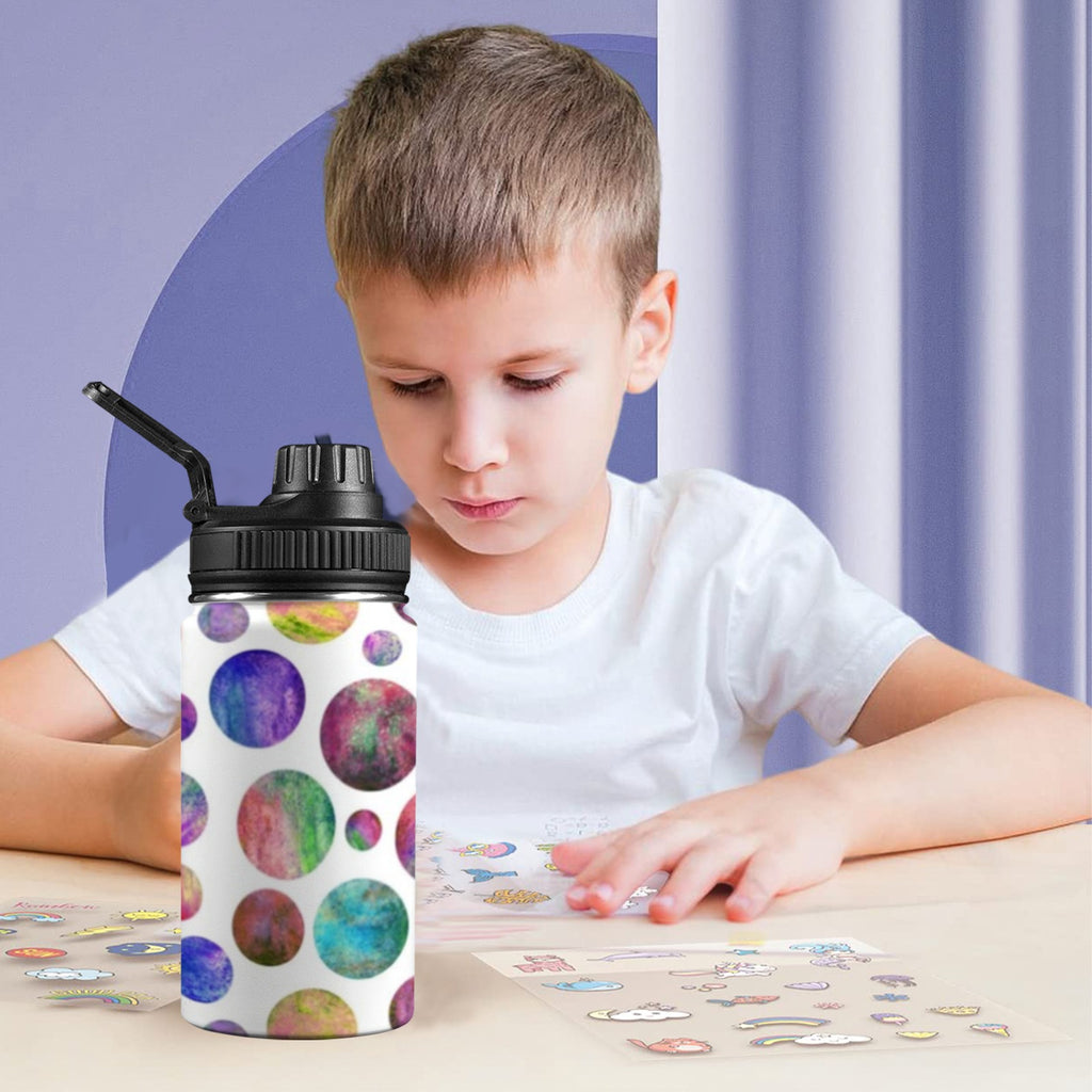 Watercolour Planets Kids Water Bottle with Chug Lid (12 oz) Kids Water Bottle with Chug Lid Printed Offshore