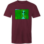 Alien Backing Into Hedge Meme - Mens T-Shirt Burgundy Mens T-shirt Printed In Australia Sci Fi