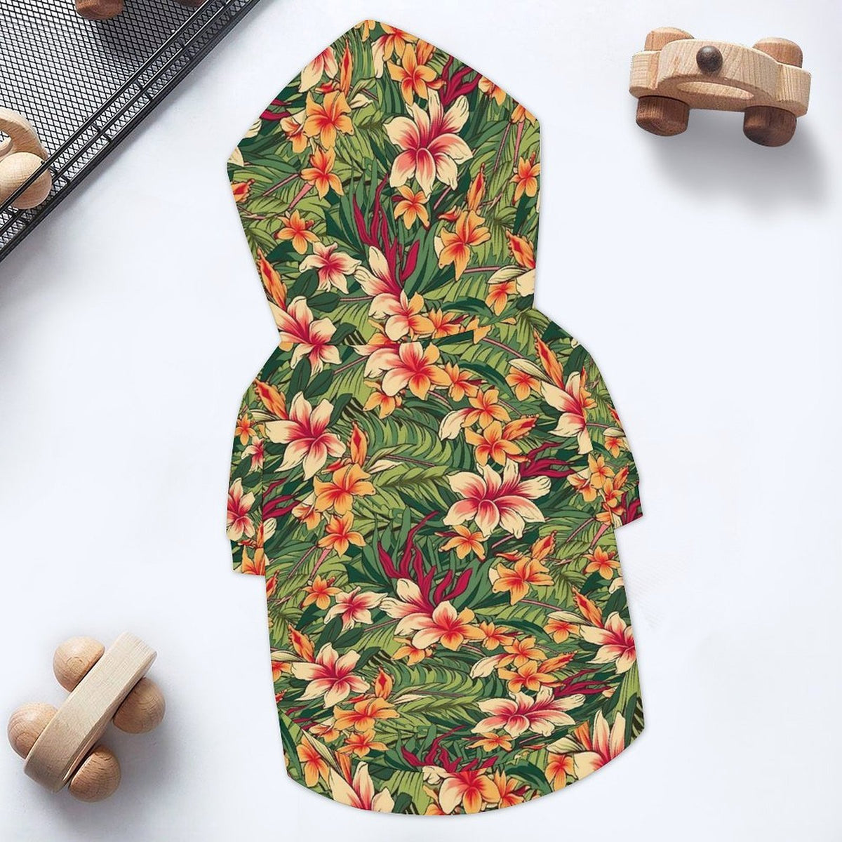 Retro Hawaiian Floral Pet Hoodie (Large Size)