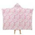 Pink Hawaiian Floral Kids Hooded Blanket 100cm x 130cm white 40"×50" Kids Hooded Blanket Plants Printed Offshore
