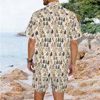 Lots Of Cats Men's Hawaiian Shirt & Shorts Set Men's Hawaiian Shirt & Shorts Set animal Printed Offshore