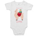 Fa La La La Llama, Christmas Baby Bodysuit White Baby Christmas Bodysuit Christmas Printed In Australia