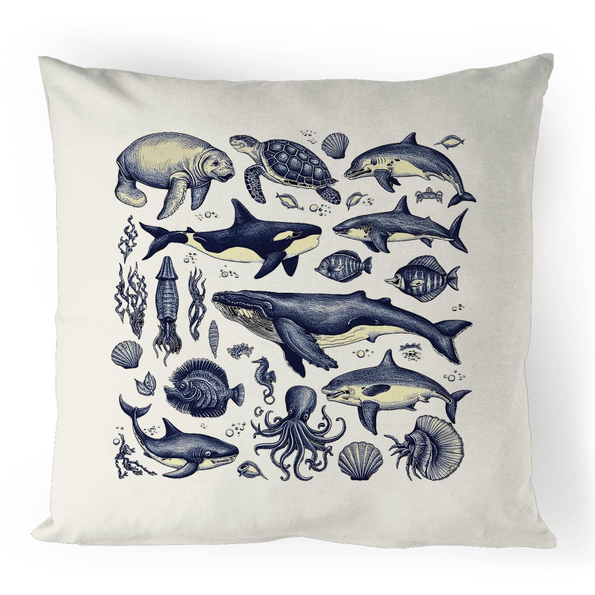 Sea Creatures - 100% Linen Cushion Cover Default Title Linen Cushion Covers animal Ocean Printed In Australia
