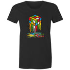 Melting Game Cube - Womens T-shirt Black Womens T-shirt Games