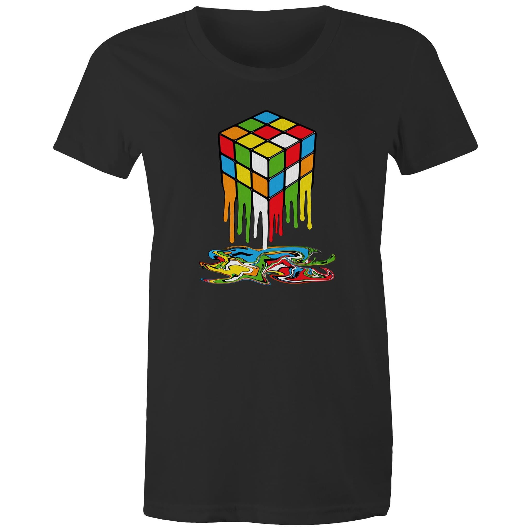 Melting Game Cube - Womens T-shirt Black Womens T-shirt Games