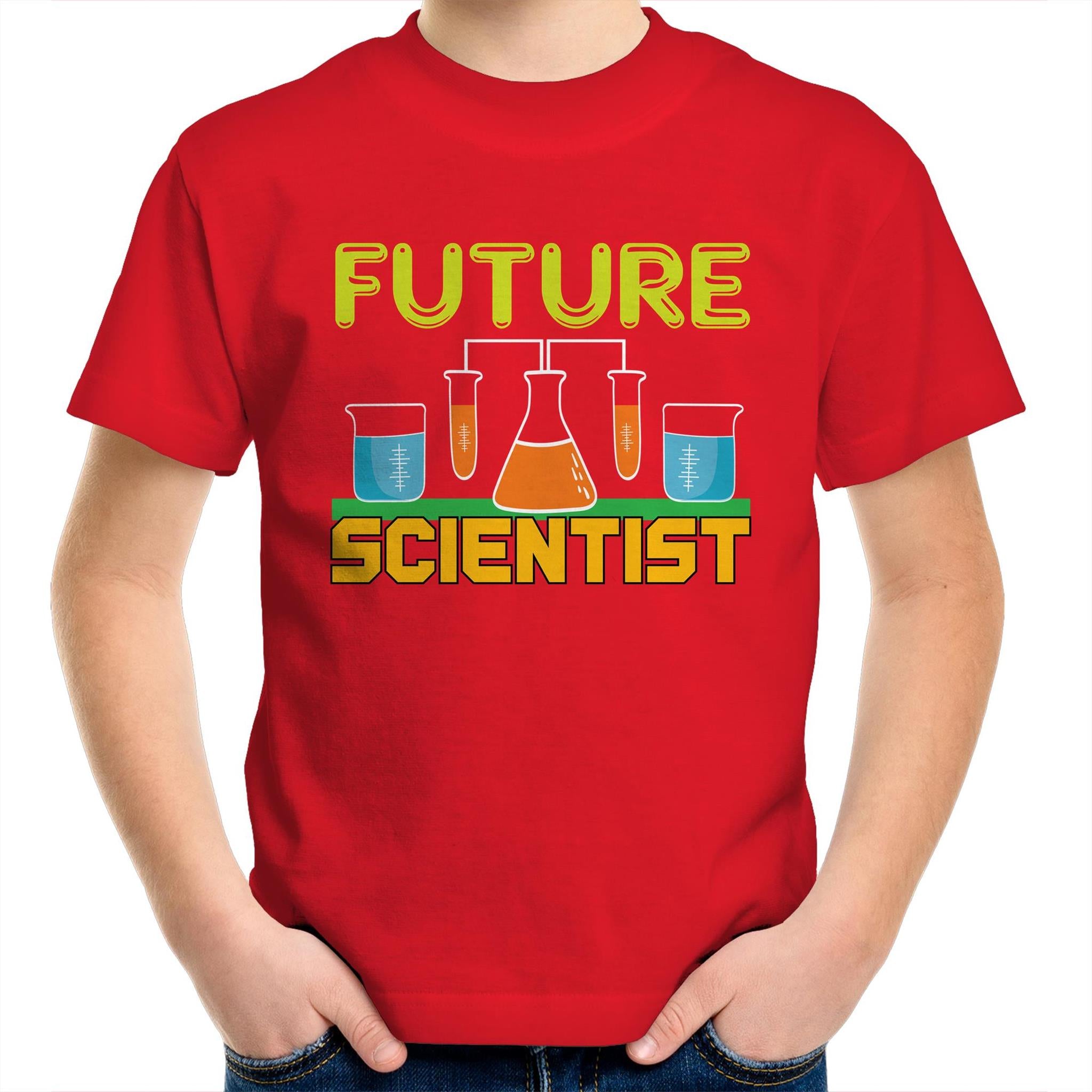 Future Scientist - Kids Youth T-Shirt Red Kids Youth T-shirt Printed In Australia Science