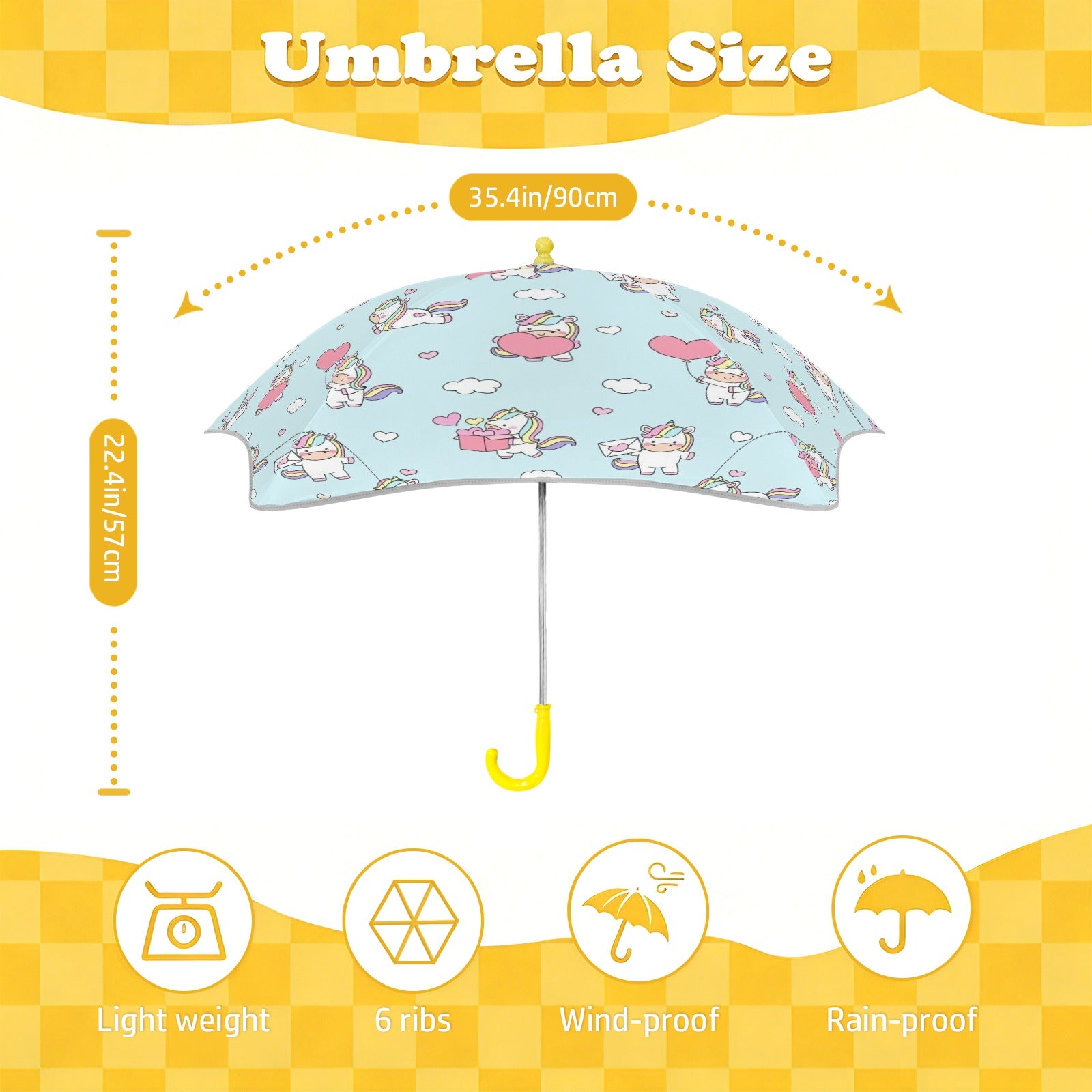Rainbow Unicorn Kids Safe Round Corner Umbrella