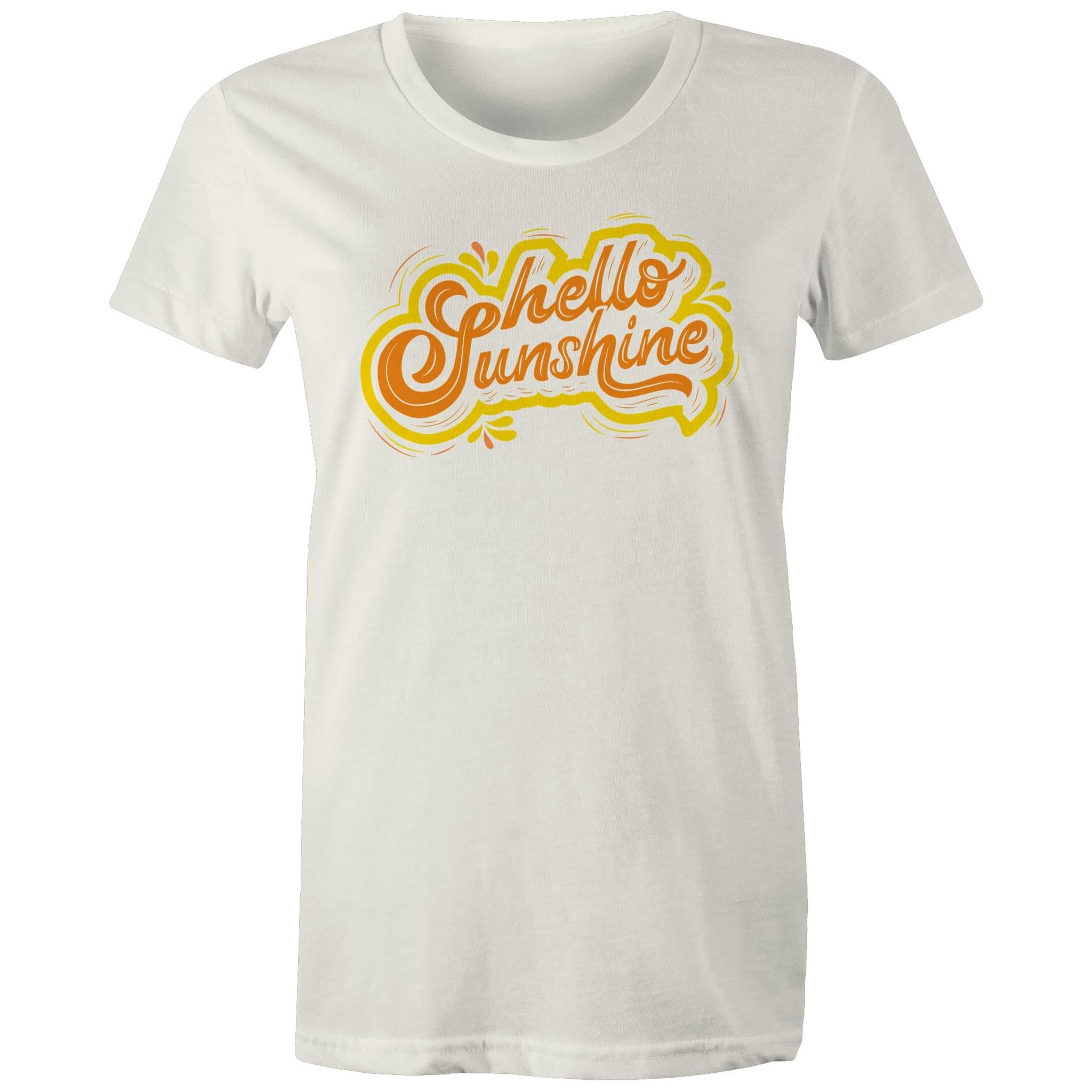 Hello Sunshine - Womens T-shirt Natural Womens T-shirt Printed In Australia Summer
