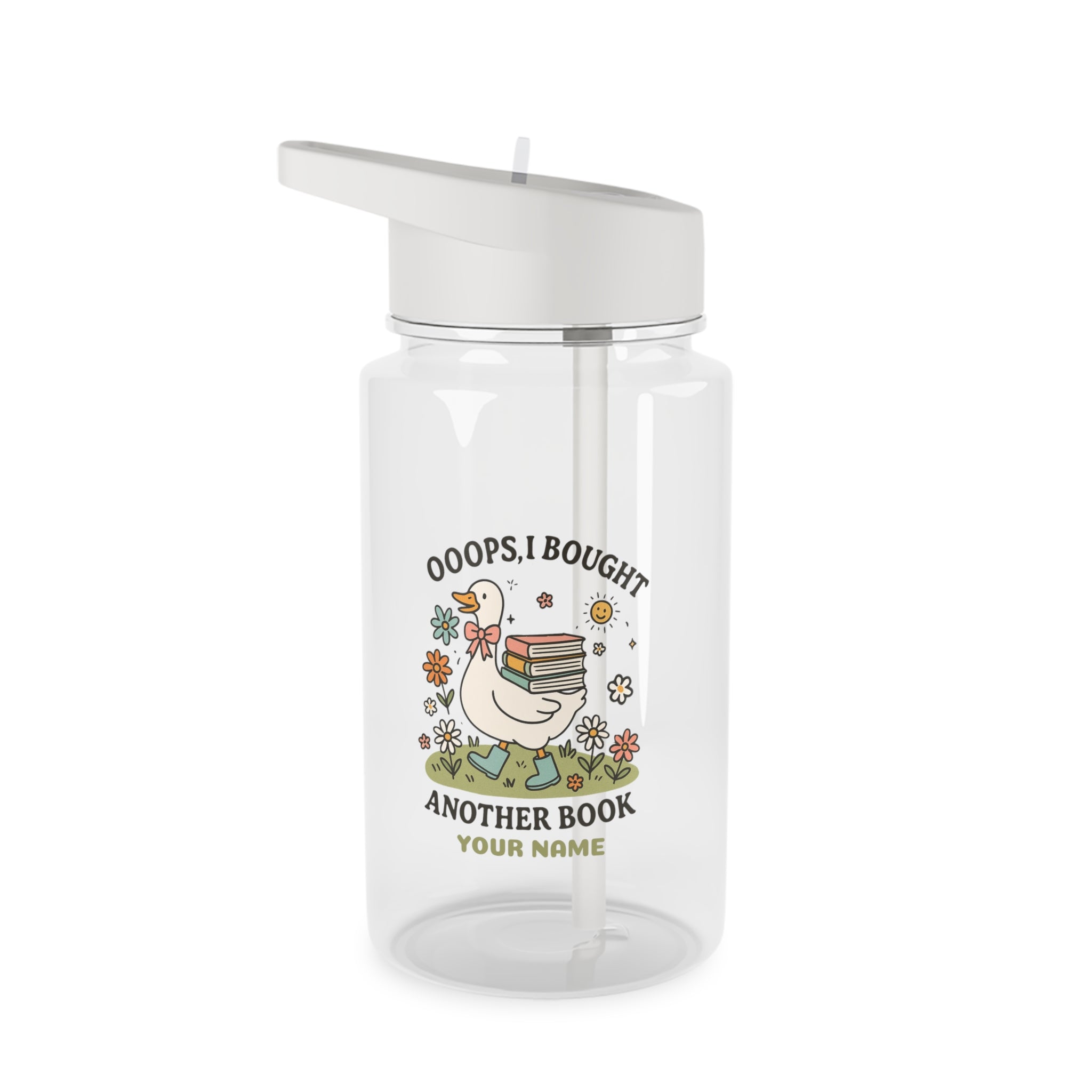 Personalised - Oops I Bought Another Book, Goose - Clear Tritan Water Bottle