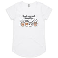 Coffee Beauty, All Shapes And Sizes Women's AS Colour Scoop Neck T-Shirt White Womens Scoop Neck T-shirt Coffee Positivity Printed In Australia
