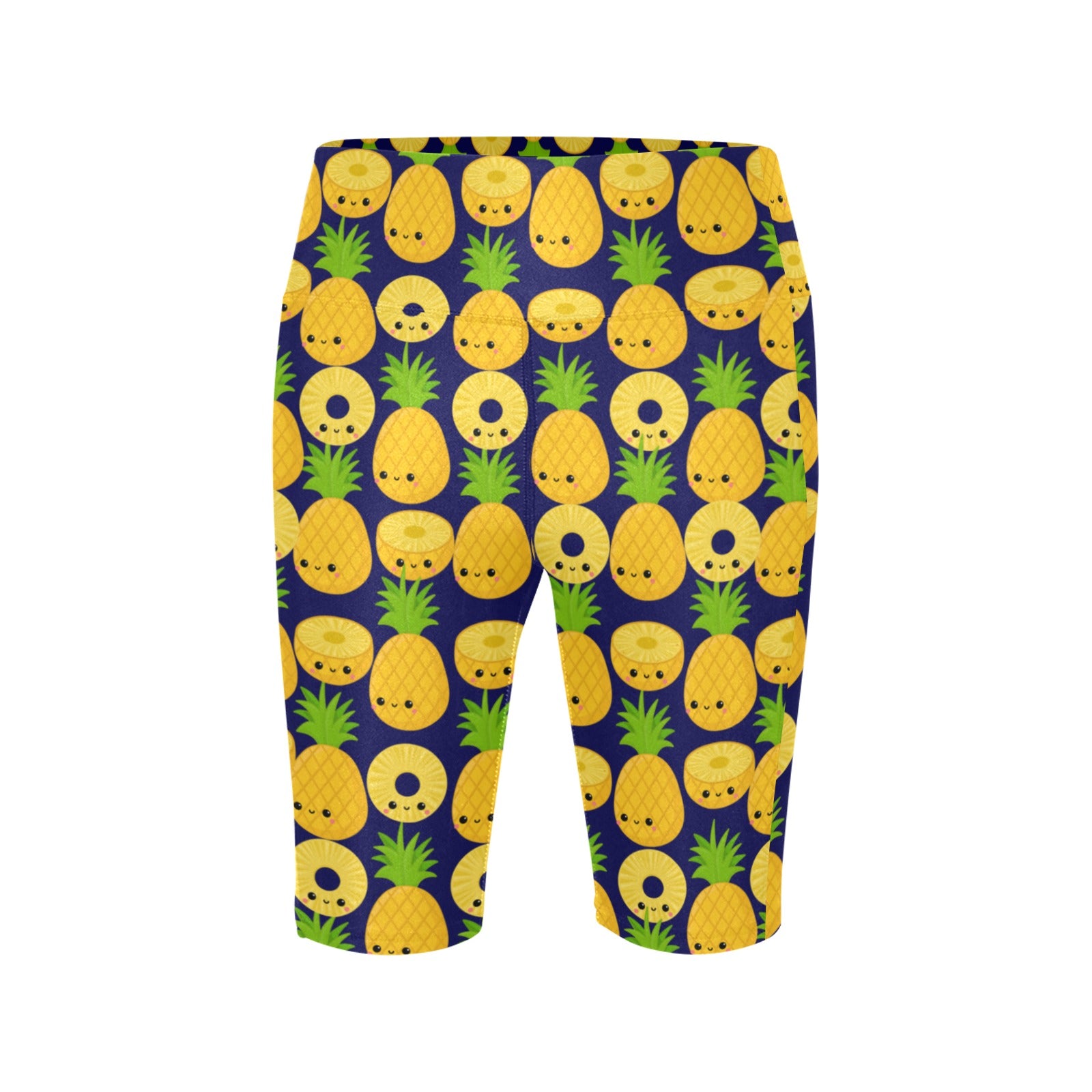 Happy Pineapples Women's Bike Shorts With Side Pockets Women's Bike Shorts Food Printed Offshore