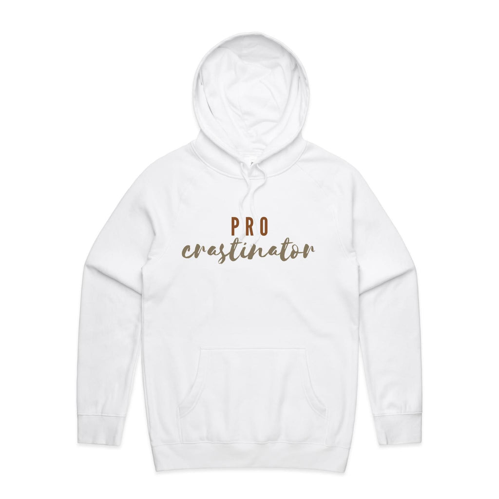 Procrastinator - Mens Hoodie White Mens Hoodie Printed In Australia