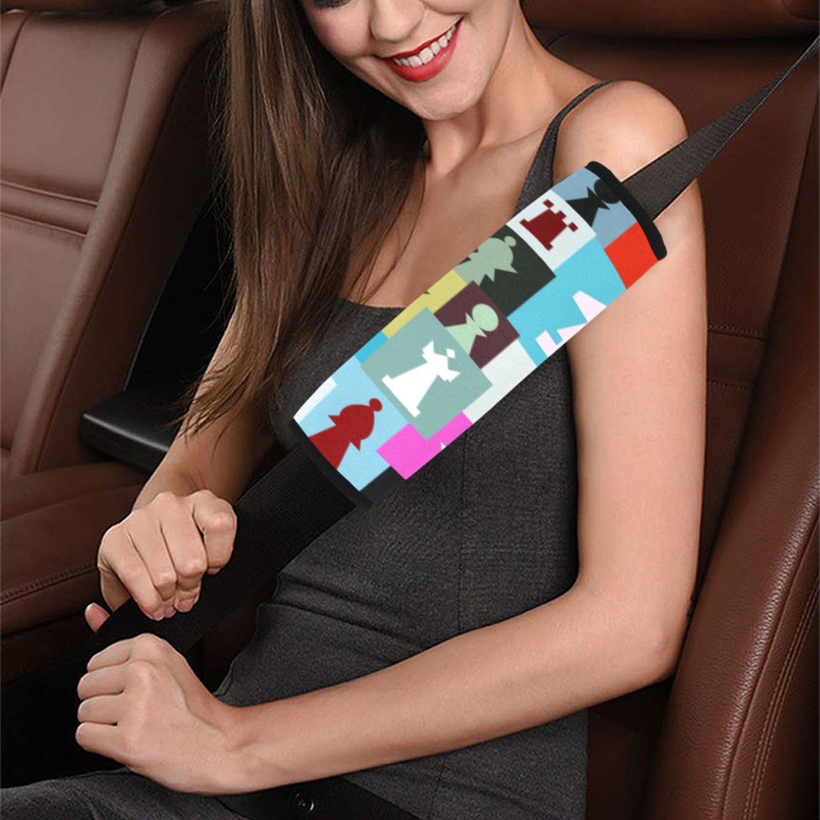 Colourful Chess - Car Seat Belt Cover 7''x10'' (Pack of 2)