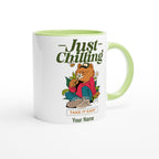 Personalised - Just Chilling - White 11oz Ceramic Mug with Color Inside Personalised 11oz Mug Customise Globally Fulfilled Name Personalise