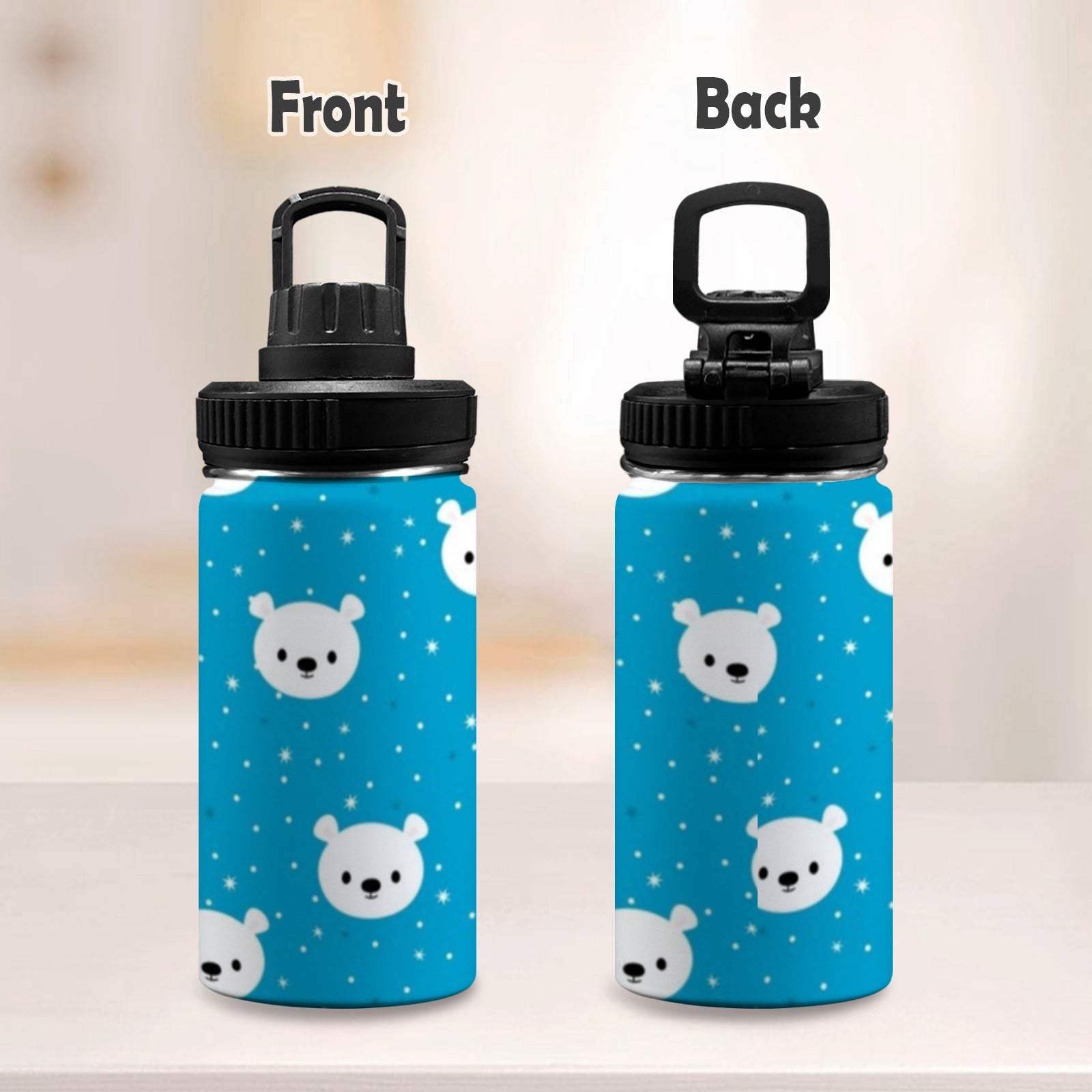 Bears On Blue - Kids Water Bottle with Chug Lid (12 oz)