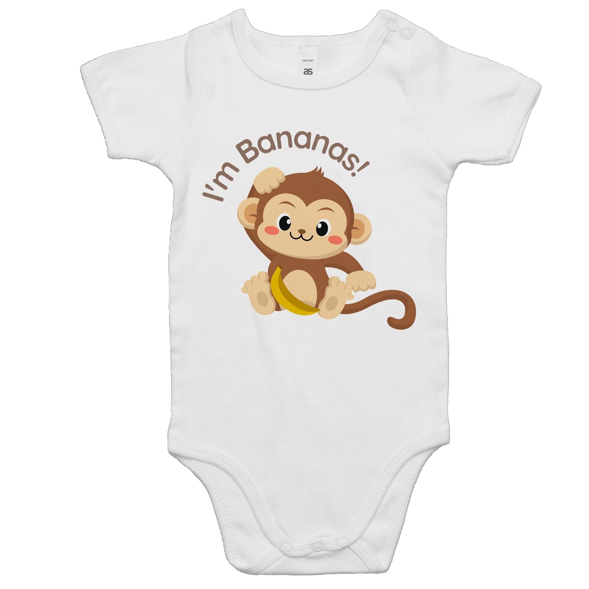 Monkey, I'm Bananas - Baby Bodysuit White Baby Bodysuit Printed In Australia