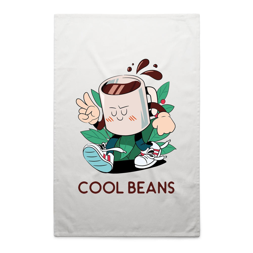 Cool Beans, Coffee - AS Colour Tea Towel White One Size Tea Towel Coffee Printed In Australia