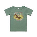 Dachshund, I've Got Friends In Low Places AS Colour Baby T-shirt Sage Baby T-shirt animal Printed In Australia