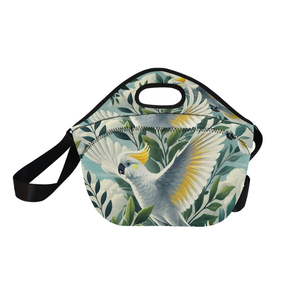 Cockatoo Neoprene Lunch Bag/Large (Model 1669) Neoprene Lunch Bag animal Printed Offshore