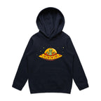 Alien Pizza - Kids Hoodie Navy Kids Hoodie Printed In Australia