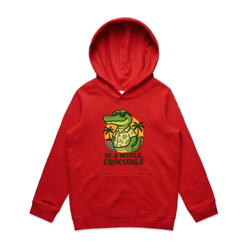 In A While, Crocodile Kid's AS Colour Hoodie Red Kids Hoodie animal Printed In Australia
