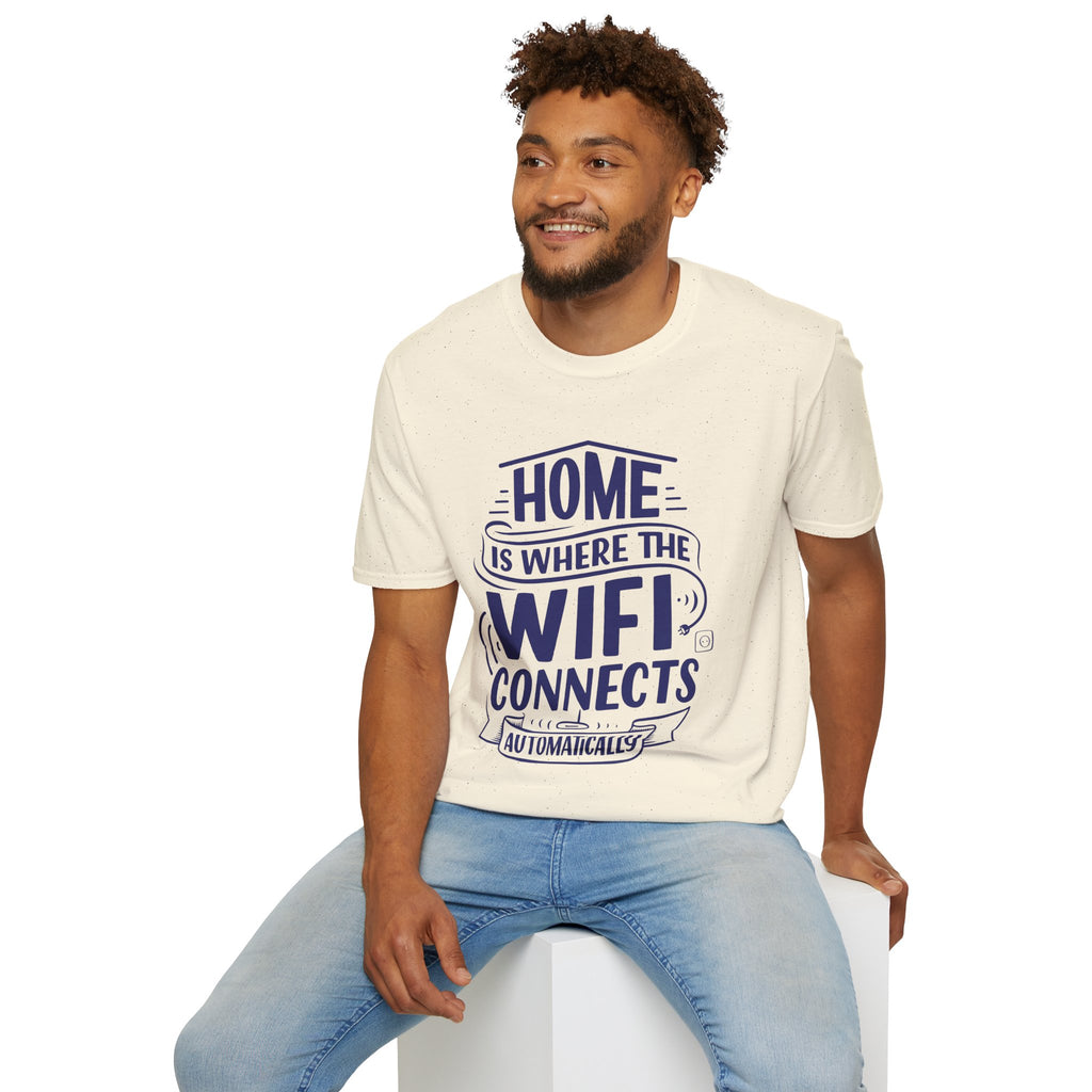 Home Is Where The WIFI Connects Automatically - Unisex Softstyle T-Shirt
