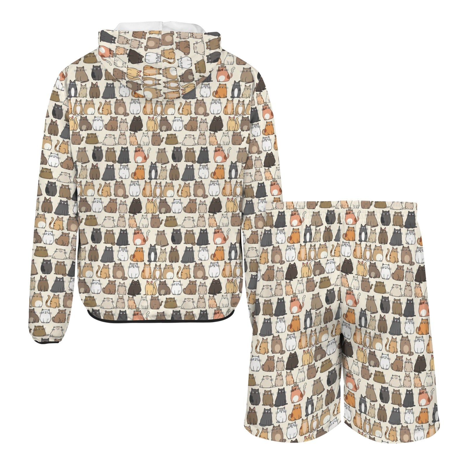 Lots Of Cats Men's Lightweight Sun Hoodie & Shorts Set Men's Lightweight Sun Hoodie & Shorts animal Printed Offshore