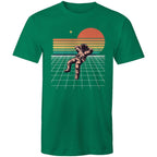 Retro Astronaut - Mens T-Shirt Kelly Green Mens T-shirt Printed In Australia Retro Space