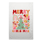 Merry Christmas - AS Colour Tea Towel White One Size Christmas Tea Towel Christmas Printed In Australia